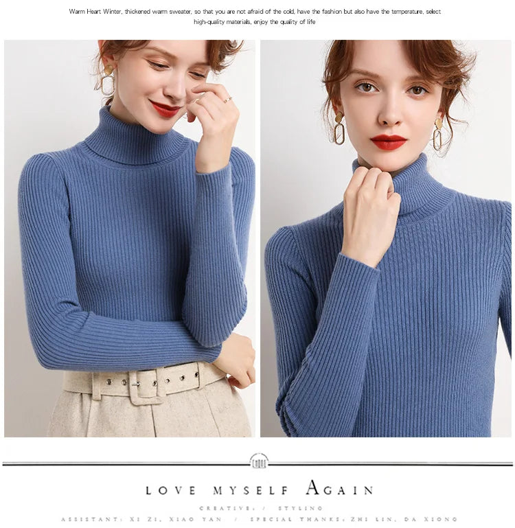 Women Fall Turtleneck Sweater Knitted Soft Pullovers Cashmere Jumpers Basic Soft Sweaters For Women 2025 Autumn Winter