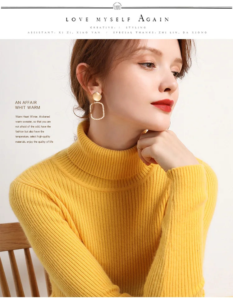 Women Fall Turtleneck Sweater Knitted Soft Pullovers Cashmere Jumpers Basic Soft Sweaters For Women 2025 Autumn Winter