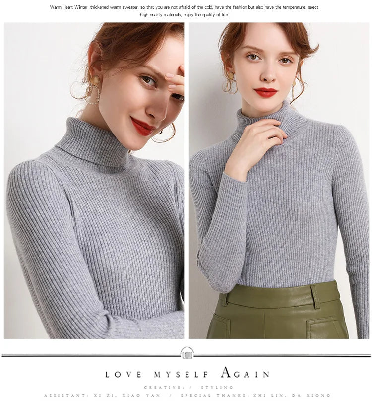 Women Fall Turtleneck Sweater Knitted Soft Pullovers Cashmere Jumpers Basic Soft Sweaters For Women 2025 Autumn Winter