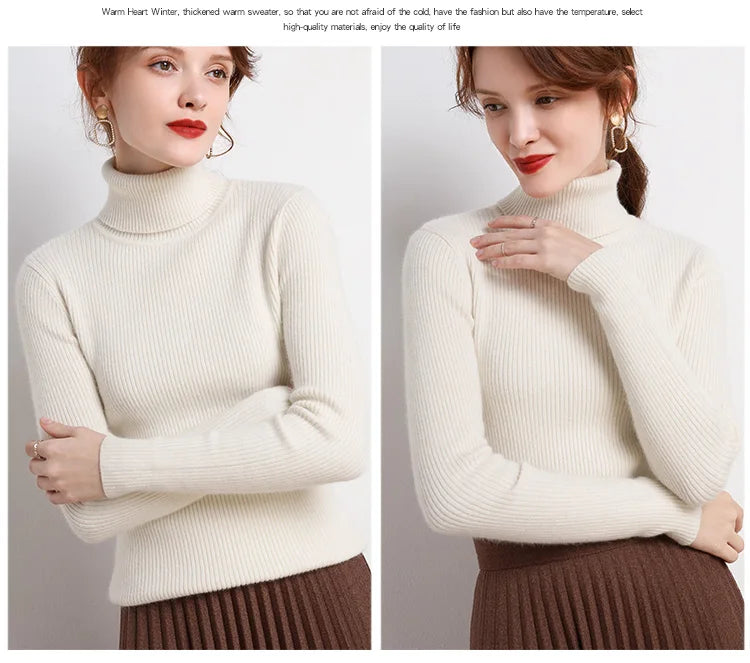 Women Fall Turtleneck Sweater Knitted Soft Pullovers Cashmere Jumpers Basic Soft Sweaters For Women 2025 Autumn Winter
