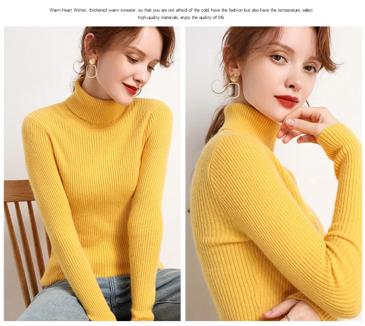 Women Fall Turtleneck Sweater Knitted Soft Pullovers Cashmere Jumpers Basic Soft Sweaters For Women 2025 Autumn Winter