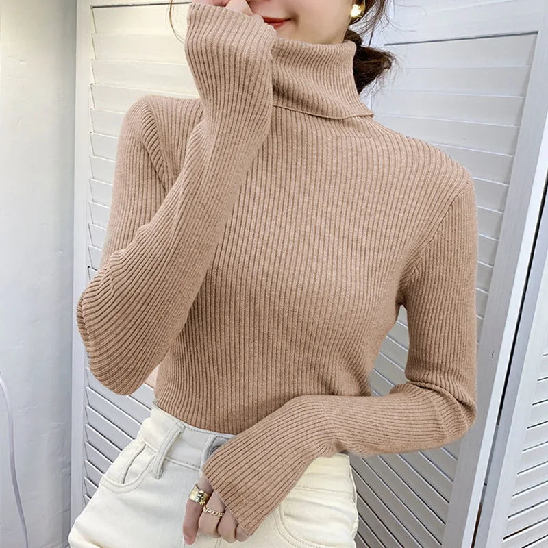 Women Fall Turtleneck Sweater Knitted Soft Pullovers Cashmere Jumpers Basic Soft Sweaters For Women 2025 Autumn Winter