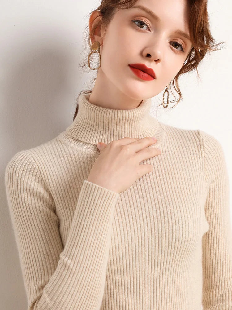Women Fall Turtleneck Sweater Knitted Soft Pullovers Cashmere Jumpers Basic Soft Sweaters For Women 2025 Autumn Winter