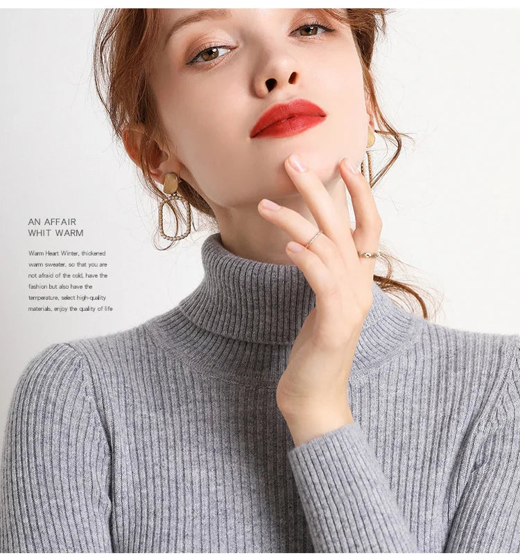 Women Fall Turtleneck Sweater Knitted Soft Pullovers Cashmere Jumpers Basic Soft Sweaters For Women 2025 Autumn Winter