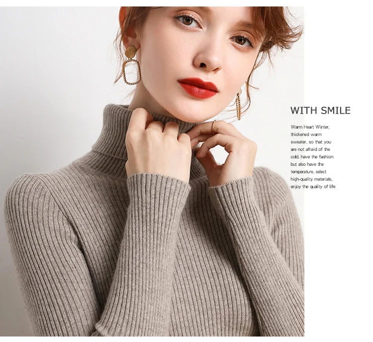 Women Fall Turtleneck Sweater Knitted Soft Pullovers Cashmere Jumpers Basic Soft Sweaters For Women 2025 Autumn Winter