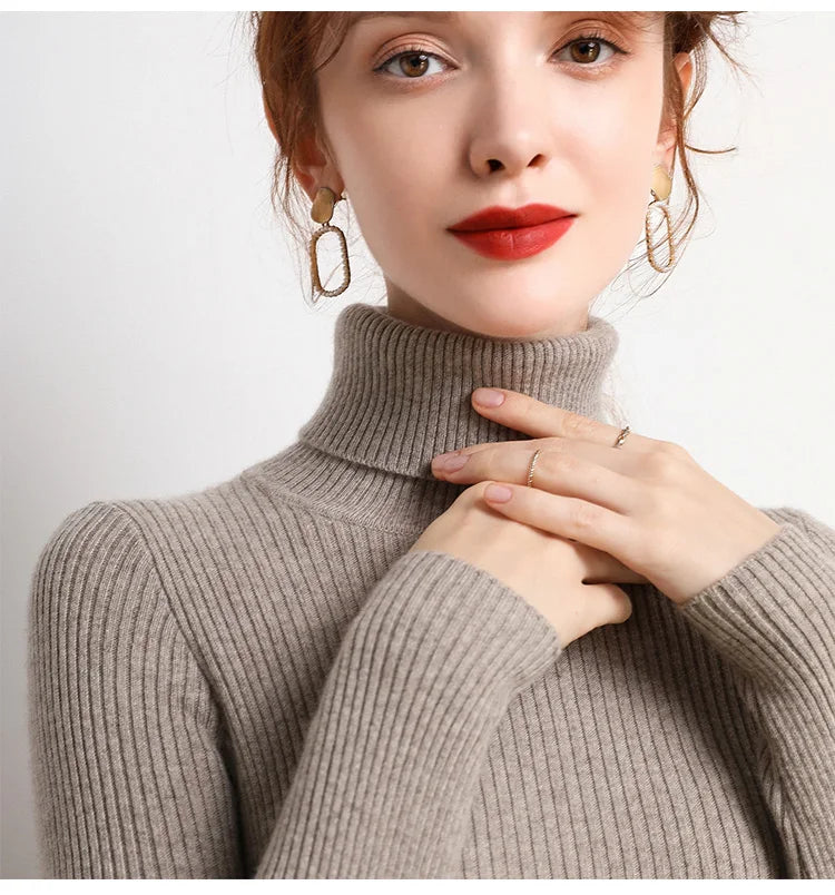 Women Fall Turtleneck Sweater Knitted Soft Pullovers Cashmere Jumpers Basic Soft Sweaters For Women 2025 Autumn Winter