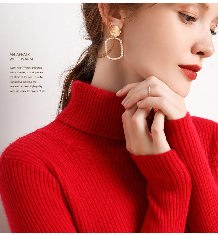 Women Fall Turtleneck Sweater Knitted Soft Pullovers Cashmere Jumpers Basic Soft Sweaters For Women 2025 Autumn Winter