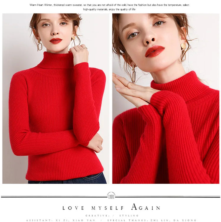 Women Fall Turtleneck Sweater Knitted Soft Pullovers Cashmere Jumpers Basic Soft Sweaters For Women 2025 Autumn Winter