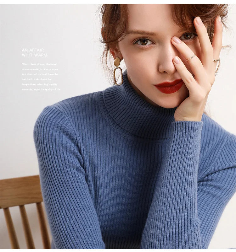 Women Fall Turtleneck Sweater Knitted Soft Pullovers Cashmere Jumpers Basic Soft Sweaters For Women 2025 Autumn Winter