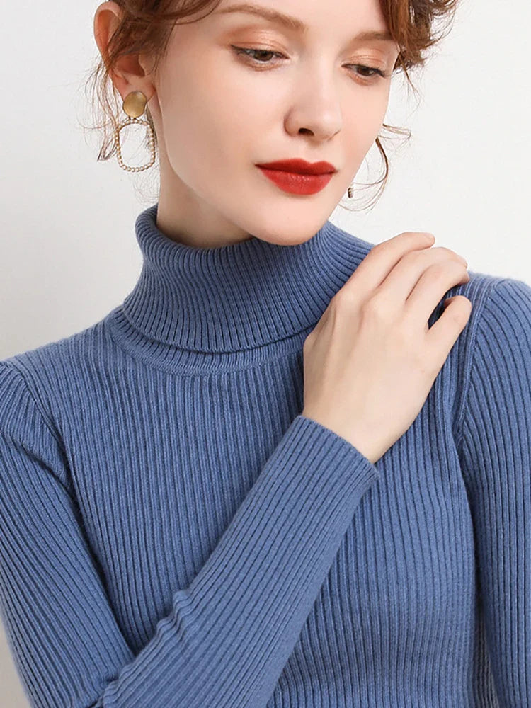 Women Fall Turtleneck Sweater Knitted Soft Pullovers Cashmere Jumpers Basic Soft Sweaters For Women 2025 Autumn Winter