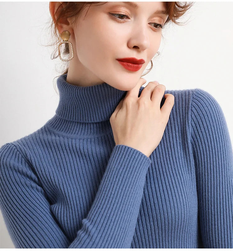 Women Fall Turtleneck Sweater Knitted Soft Pullovers Cashmere Jumpers Basic Soft Sweaters For Women 2025 Autumn Winter